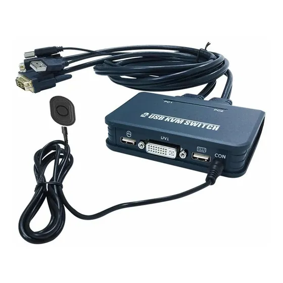 Conmutador Kvm Dvi 2 Puerto Cable 1 Juego Teclado Raton