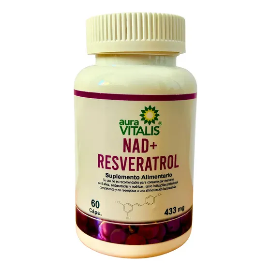 Resveratrol NAD+ 433mg Aura Vitalis 60 Cápsulas Antioxidante | Cuotas sin interés