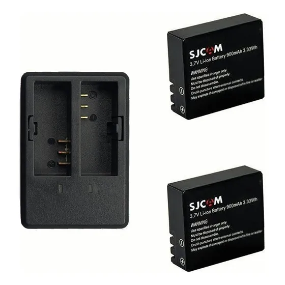 Carregador De Câmera Sjcam Sj4000 Com 2 Portas De Carregamento Cor Preto