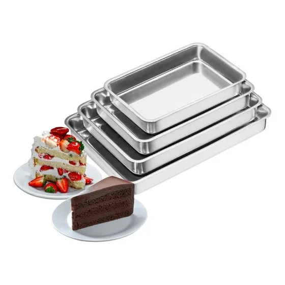 Bandeja Assar Quadrada Tabuleiro Forma Aluminio Alta 4 Peças Cor Prata