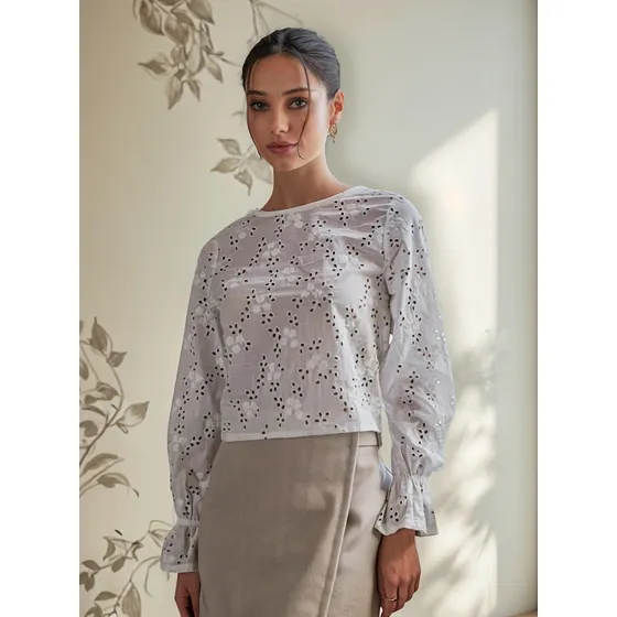 Blusa De Broderie Para Mujer - Modelo Bruno De Nano