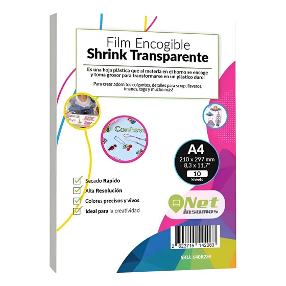 Papel Encogible En Horno Transparente Imprimible  A4 10hj