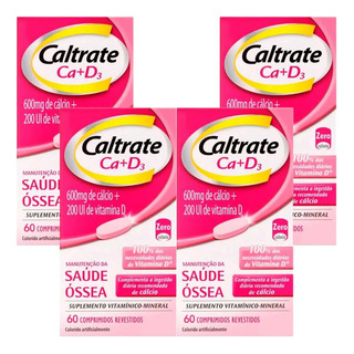 Kit Caltrate Ca+d3 Com 4 Caixas De 60 Comprimidos Cada Sem Sabor Kit Caltrate Ca+d3 Com 4 Caixas De 60 Comprimidos Cada Sem Sabor