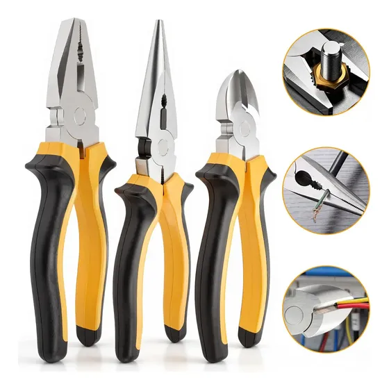 Kit de Alicates Wesapor 3 Peças para Corte, Bico e Universal