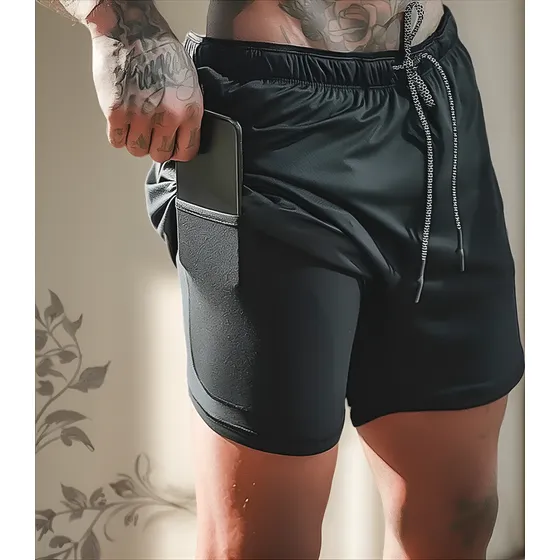 Bermuda Academia 2 Em 1 Lisa Sem Marca Masculino