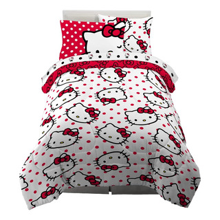 Juego De Edredon Y Sabanas Hello Kitty Polka, Twin, 5 Pie... Juego De Edredon Y Sabanas Hello Kitty Polka, Twin, 5 Pie...