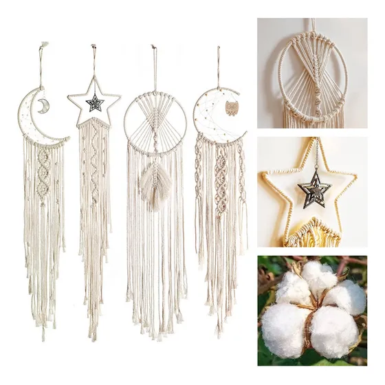 Macrame Algodón Atrapasueños Pared Colgante Algodón Tejido