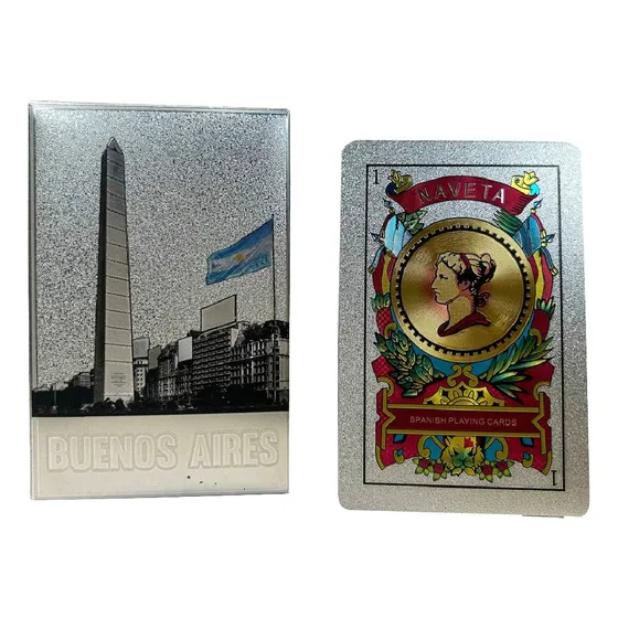 Mazo De Cartas Españolas Foil Color Plata Diseño Exclusivo