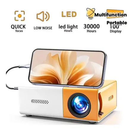 Mini Proyector Yg300 1080p Hd Usb Sd Type C Yellow And White