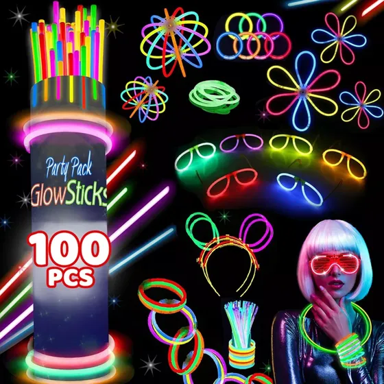 100 Pulseras Neon Glow Sticks Fosforescente Fiestas Eventos