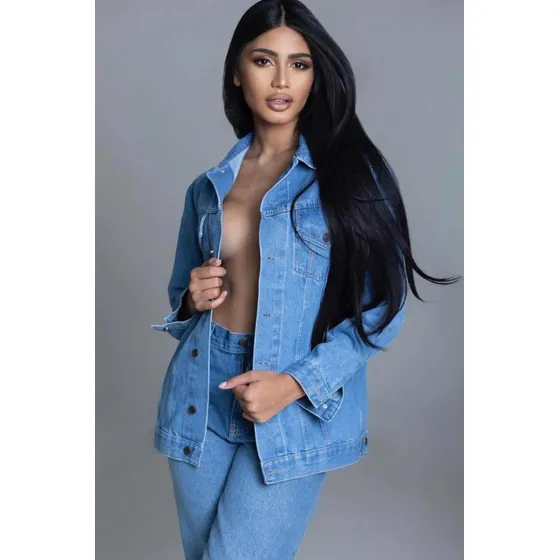 Chaqueta De Jeans Larga Talla Unica