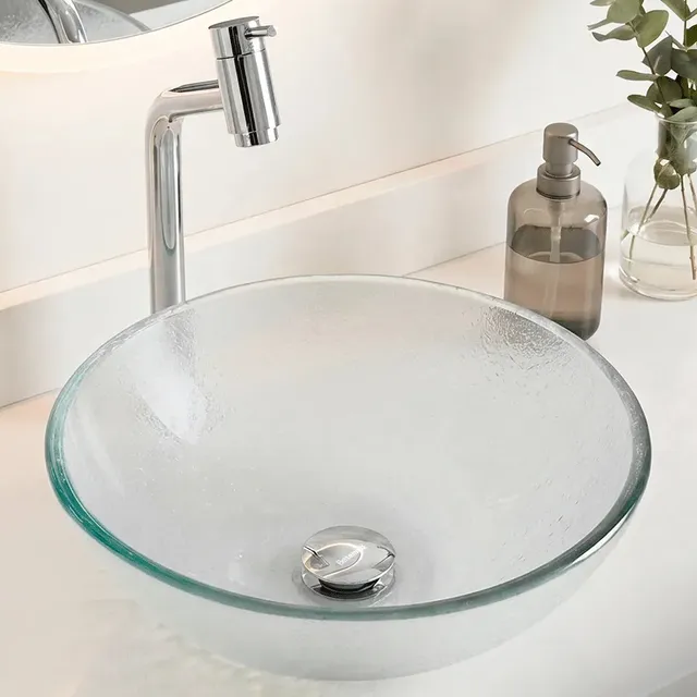 Cuba Pia De Apoio Vidro Redonda 29cm Transparente Para Banheiro Lavabo Cristal Beltempo