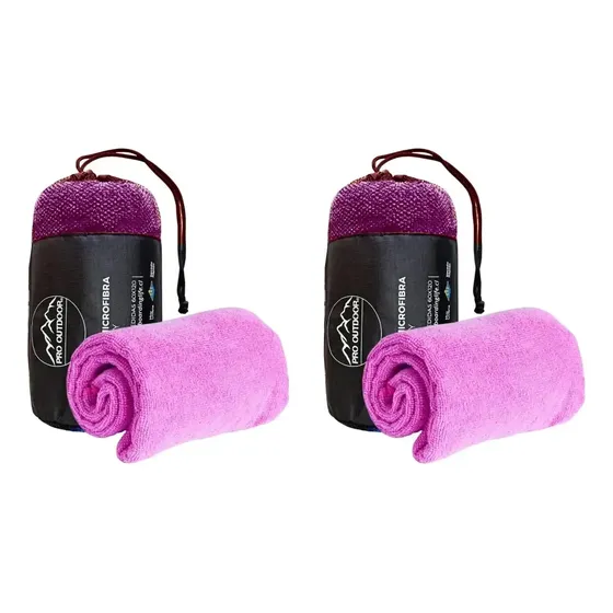 Pack 2 Toallas De Baño Microfibra Terry Rosa 60x120 Cm Secado Rápido Alta Absorción Suaves Livianas Para Playa Gimnasio Viaje Piscina
