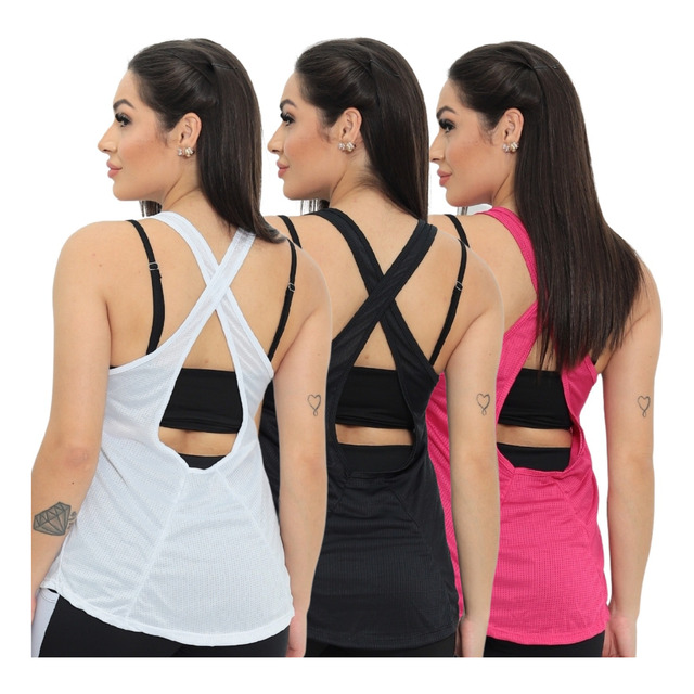 Kit 3 Regatas Dry Fit Blusa Furadinha Academia Fitness Praia Kit 3 Regatas Dry Fit Blusa Furadinha Academia Fitness Praia