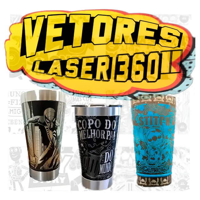 Vetores 360° Para Gravação A Laser Em Copos E Garrafas