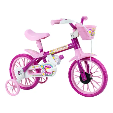 Bicicleta Infantil Aro 12 Nathor Flower Rosa Menina Rosa 8  