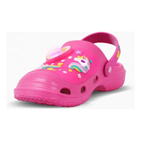 Sandalias Clogs Heart Rainbow Niña Con Luz Fucsia Footy Kids