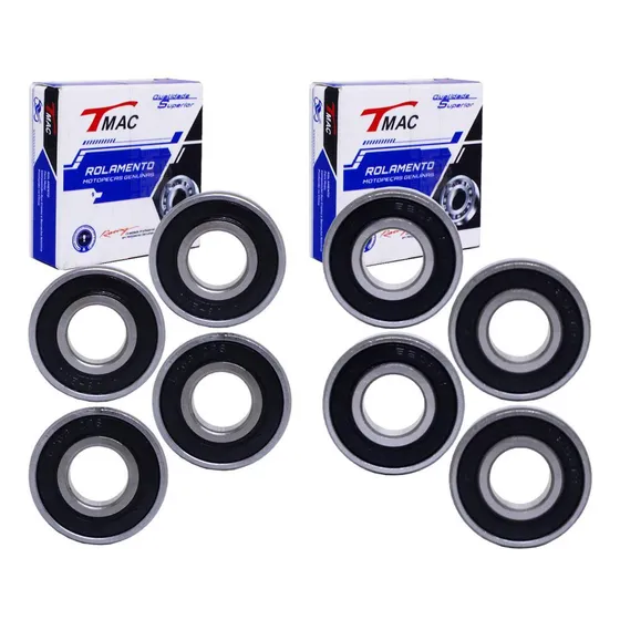 Kit 8 Rolamentos 6202 + 6203 Blindagem Borracha