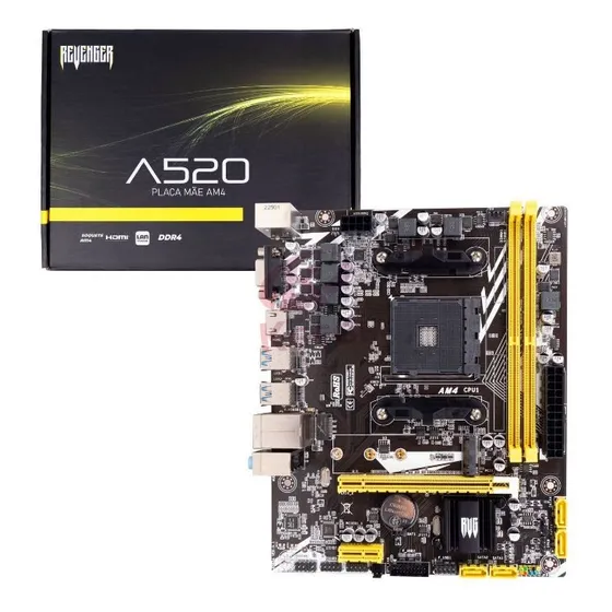 Placa Mãe Ryzen A520 Am4 Amd Hdmi Ddr4 16gb 6 Gb Usb 3.0