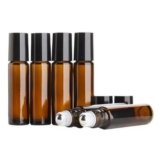 25 Uds Botella De Rodillo De Aceite Esencial Ámbar De 10 Ml