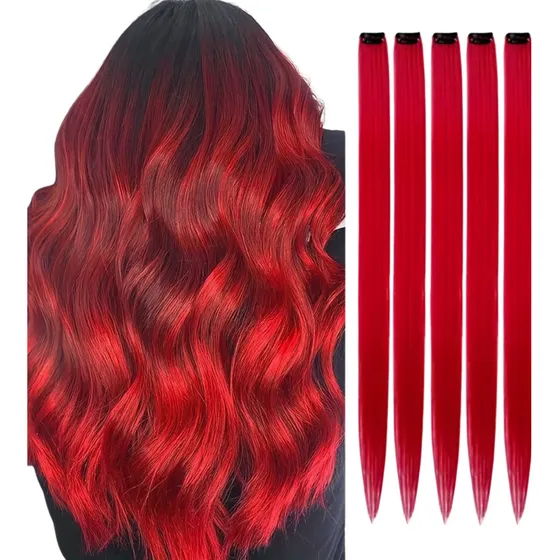 Set Extensiones Mechas Cabello Sintético Colores Fantasía