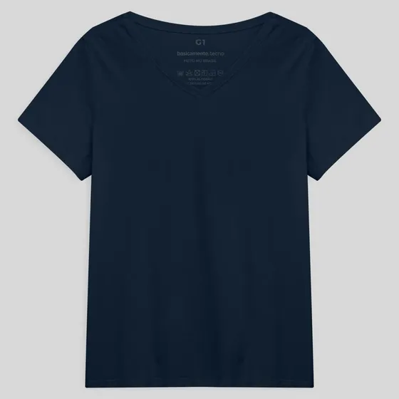 Tech T-shirt Impermeável Gola V Plus Feminina