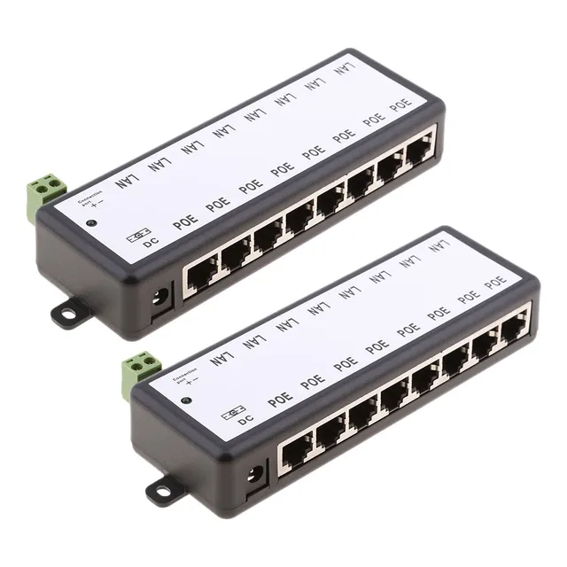 2x Interruptor De Inyector 8 Puertos Poe 12-48v Módulo