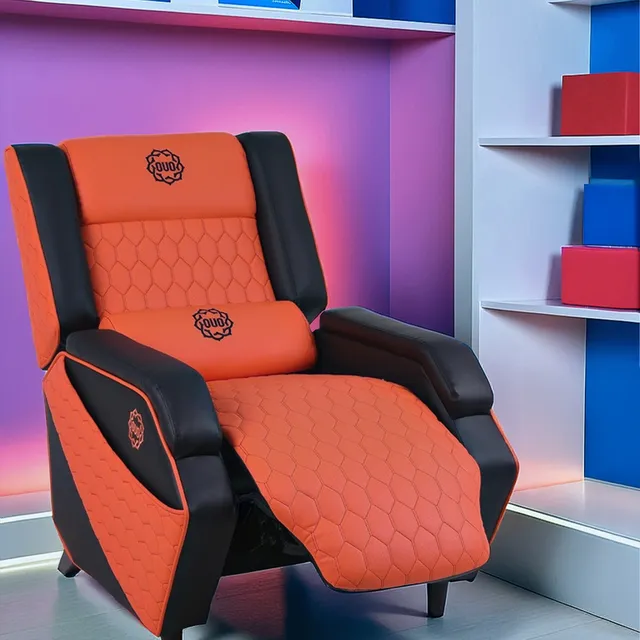 Sillón Sofá Gamer Ergonómico Para Video Juegos Ouo 160 Kg Color Negro-Naranja Material del tapizado Cuero sintético