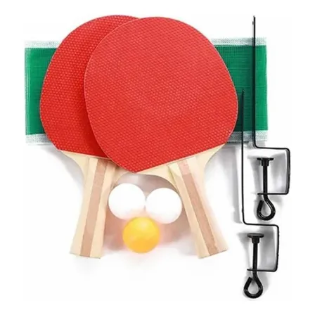 Set 2 Raquetas Paletas + 3 Pelotas Ping Pong + Malla Complet