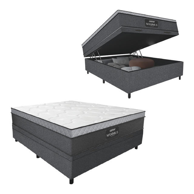Cama Box Baú Casal Gazin Maximus Molas Ensacadas Linho Cama Box Baú Casal Gazin Maximus Molas Ensacadas Linho