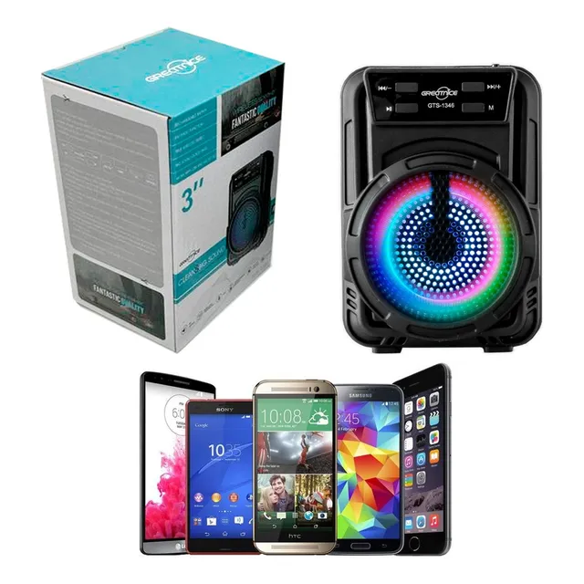 Parlante Bluetooth Inalambrico Portatil Con Radio Fm Usb 3 ! Color Negro Gts 1346