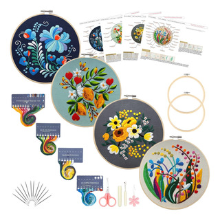 Picoey Kit De Bordado Moderno De Corazón De Flores Para Prin Picoey Kit De Bordado Moderno De Corazón De Flores Para Prin