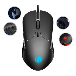 Mouse Gamer De 6 Botones Mouse Ergonomico, Ratón Silencioso Rgb Mouse Alambrico Usb Para Ordenadores, Portátiles Y Teléfonos Móviles Color Negro