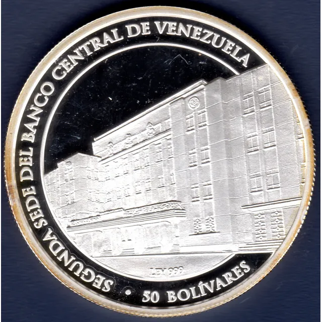 Moneda De 50 Bolívares 2010 70 Aniversario Del Bcv Plata