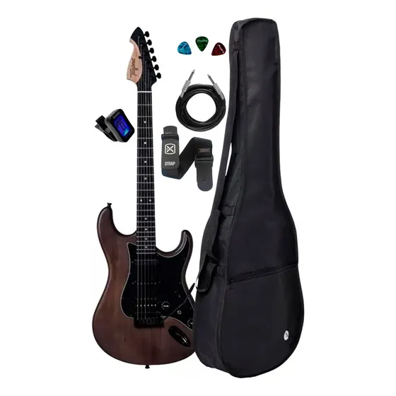 Guitarra Tagima Juninho Afram Signature J3 Kit Capa Cabo Cor Transparent Brown Material Do Diapasão Madeira Técnica Orientação Da Mão Destro