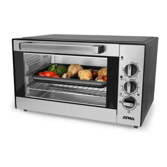 Horno Electrico Grill Atma 30 Litros Timer Termostato Silver