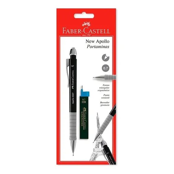 Portaminas 0.7 Apollo + Minas Faber Castell