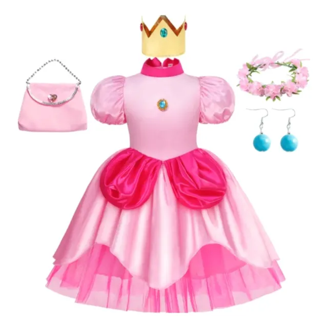 Vestido  Princesa Peach Con Accesorios Talla 10/12 Halloween