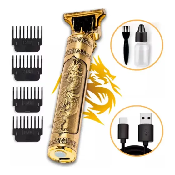 Maquina Acabamento Profissional Cabelo Barba Sem Fio Premium Cor Dourado Kamufla