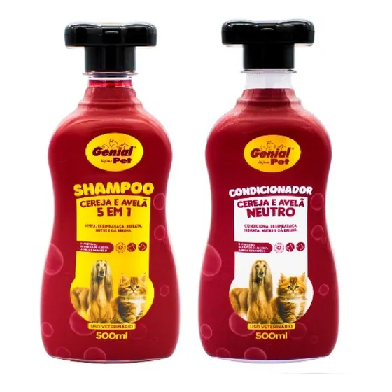 Shampoo Condicionador 5 Em 1 Cereja E Avelã Kit Banho E Tosa
