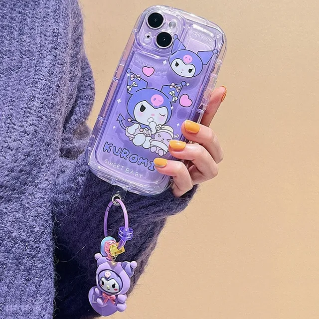 Funda De Transparente Para iPhone Diseño De Kuromi + Llavero