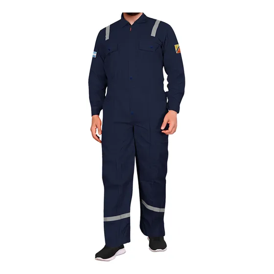 Mameluco Overol Ignífugo Top Safe Azul Con Reflectivo Nfpa