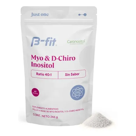 B-FIT B Just Inositol - Myo Inositol y D-Chiro Inositol Fórmula 40:1 - Suministro para 2 Meses 60 Servicios - Alta Biodisponibilidad - Sin Aditivos - 100% Puro - Empaque Ecológico Bottle-free