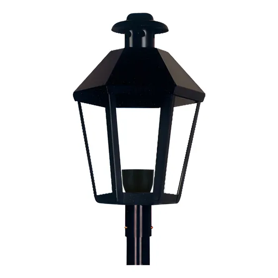 Farol De Poste Exterior Chapa P/pie Estilo Clasico Apto Led