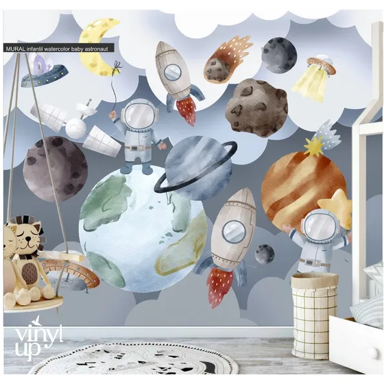 Vinilos Murales Empapelados Infantil Astronautas Planetas