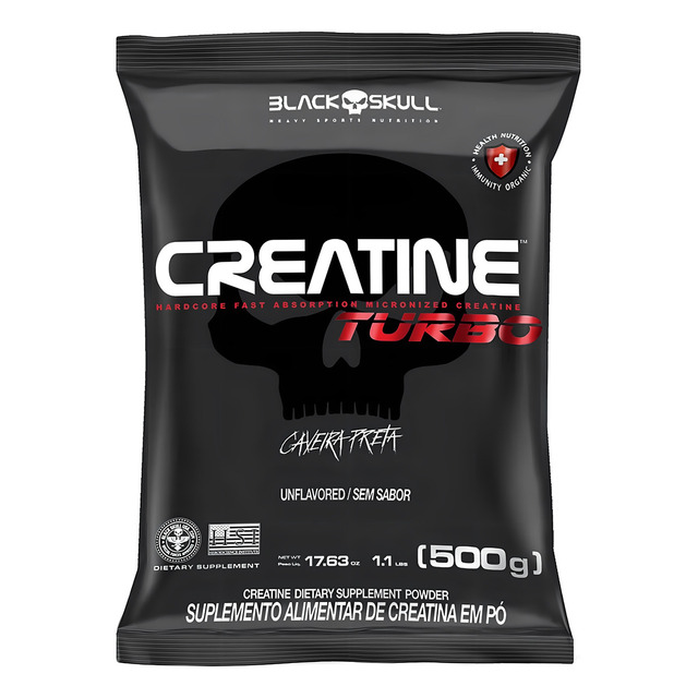 Creatina Turbo Refil 500 G Black Skull Sem Sabor