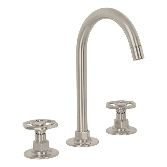 Mezcladora Lavabo Taladro Separado Redondo Satín Foset 46760 Acabado Satin Color Plateado