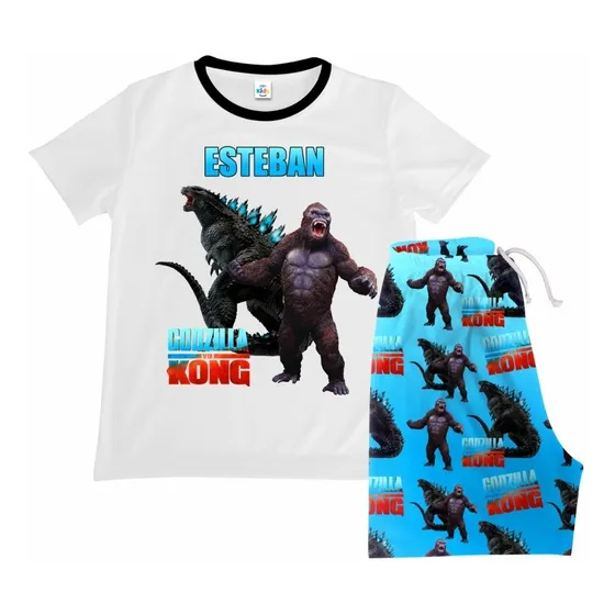 Pijama Short Niña Niño Godzilla Vs Kong Algodon