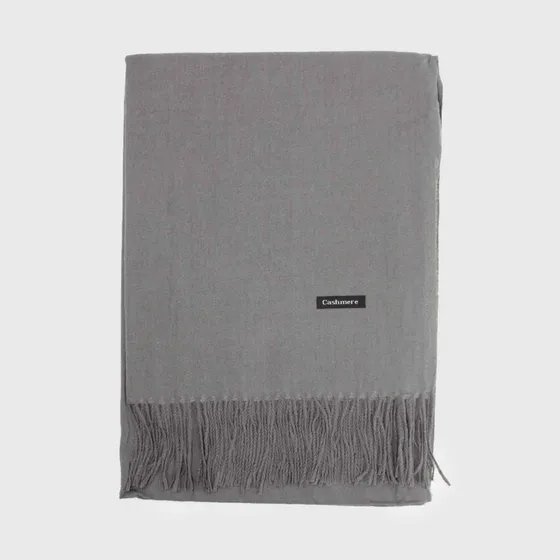Bufanda Cashmere Peluda Unicolor Gris Oscuro Gris Oscuro Peluda L