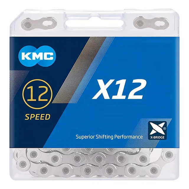 Cadena Bicicleta Kmc X12 Plata 12 Velocidades 126 Links Plateado